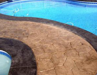 Pool design blueprint rendering with patio integration planned by Ahner Pools